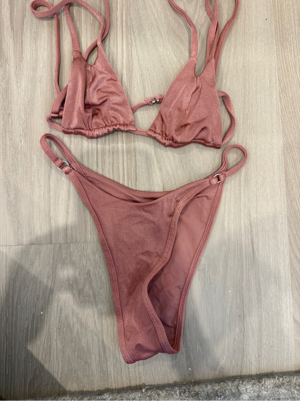 Triangle Bikini Set in Dusty Rose - Women's Two-Piece Swimwear